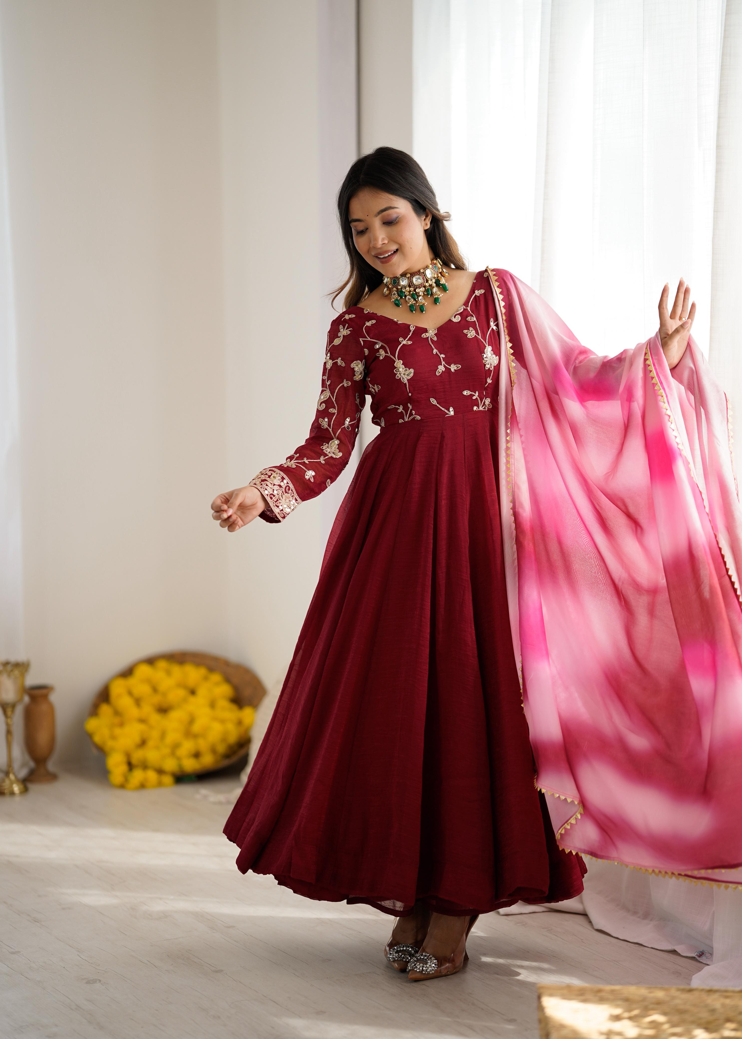 Maverick Fusion Heavy Crunchy Silk Gown Set